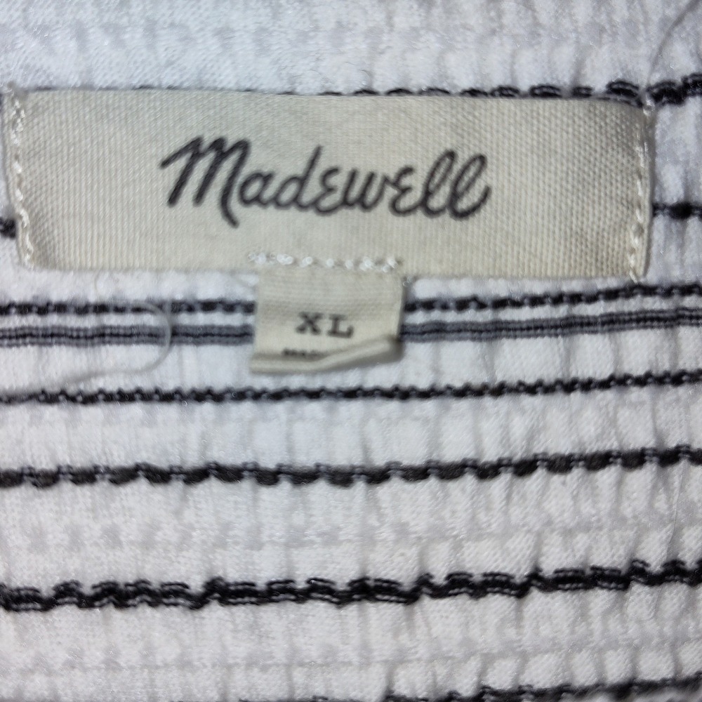 Madewell Womens XL White Black Striped Textured Short Sleeve T-Shirt‎ - Picture 5 of 7